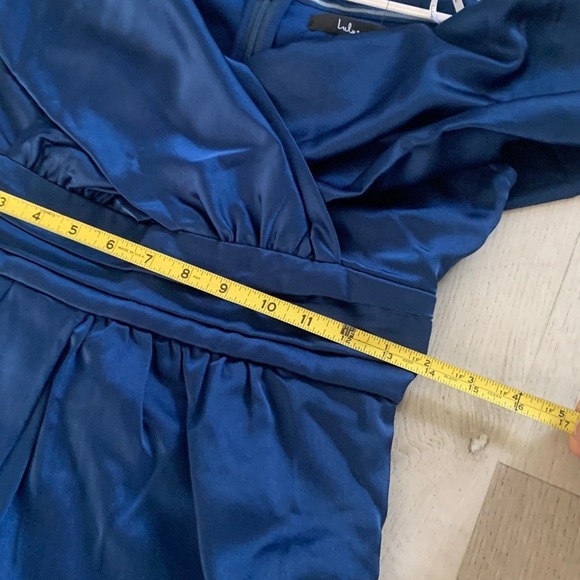 NWT Lulus Always Celebrating Navy Blue Satin Off-the-Shoulder Mini  size S - Picture 14 of 15